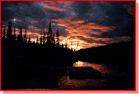 Sunset above Virginia Falls.  Nahnni River